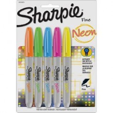 Sharpie Marker Permanent Fine Neon Pk5