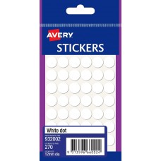 Avery White 12mm Circle Labels Pkt 270