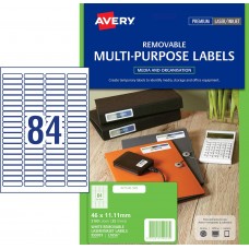 Avery 84up Removable Multi-purpose Labels Pkt25