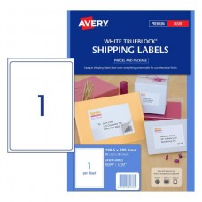 Avery 1up White Laser Shipping Labels Pkt20