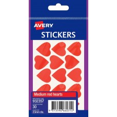 Avery Red Hearts 15mm Labels Pkt 30