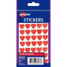 Avery Red Hearts 10mm Labels Pkt 70