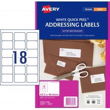 Avery 18up Quick Peel Address Labels Pkt25