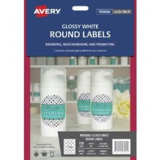 Avery 60mm Round White Glossy Label Pk10