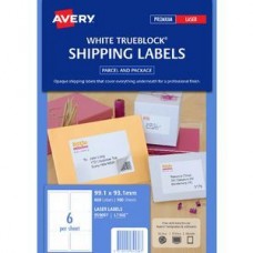 Avery 6up White Quick Peel Laser Labels Box100