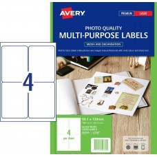 Avery 4L Glossy Photo Quality White Labels Pkt25