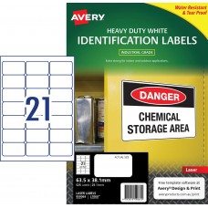 Avery 21up Heavy Duty White Laser Labels Pkt25