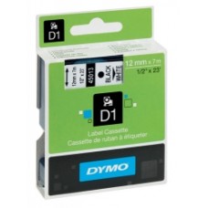 Dymo D1 12mm Black on White Label Tape
