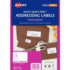 Avery 18up White Quick Peel Inkjet Labels Pkt50