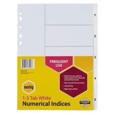 Marbig A4 1-5 Tab PP White Dividers