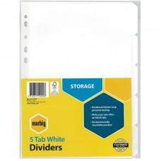 Marbig A4 5 Tab White Manilla Dividers