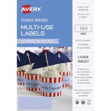 Avery Rectangle Labels 63.5x24m Sky Blue Pkt 160