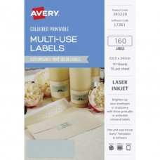 Avery Rectangle Labels 63.5x25mm Mint Green Pkt 160
