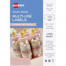 Avery Rectangle Labels 63.5x24mm Peachy Pink Pkt 160