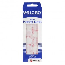 VELCRO Stick on Hook & Loop 22mm White Dots Pkt 12