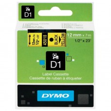 Dymo D1 12mm Black on Yellow Label Tape
