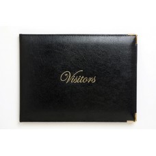 Visitors Book Black Padded Gold Corners