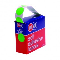 Quik Stik Fluro Green 24mm Circle Labels Box 350