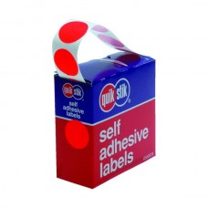 Quik Stik Fluro Red 24mm Circle Labels Box 350
