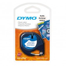 Dymo Letratag Plastic Label Tape 12mm Black on White