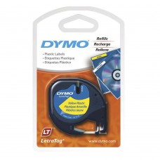 Dymo Letratag 12mm Black On Yellow Plastic Label Tape