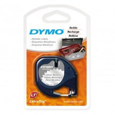 Dymo Letratag Metallic Silver 12mm Plastic Label Tape