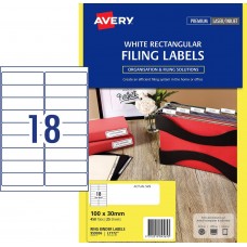 Avery 18up White Laser Rectangle Labels Pkt 25