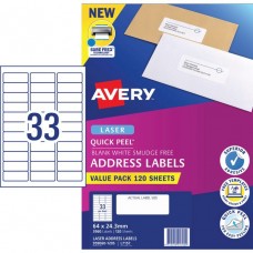 Avery 33up Laser Labels Box 100