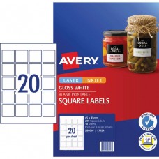 Avery 20up Glossy White Labels Pkt 10